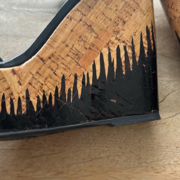 Stuart Weitzman Flame heel design black wedges - Picture 8 of 13